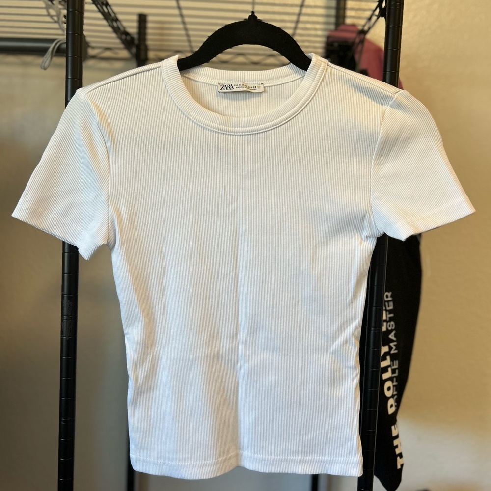 Zara Ivory Ribbed Top